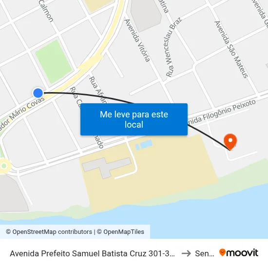 Avenida Prefeito Samuel Batista Cruz 301-395 to Senai map