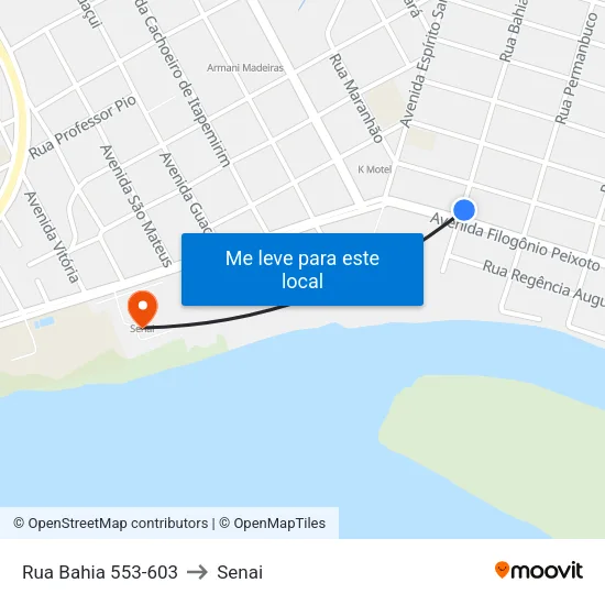 Rua Bahia 553-603 to Senai map