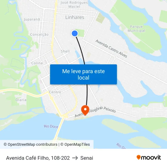 Avenida Café Filho, 108-202 to Senai map