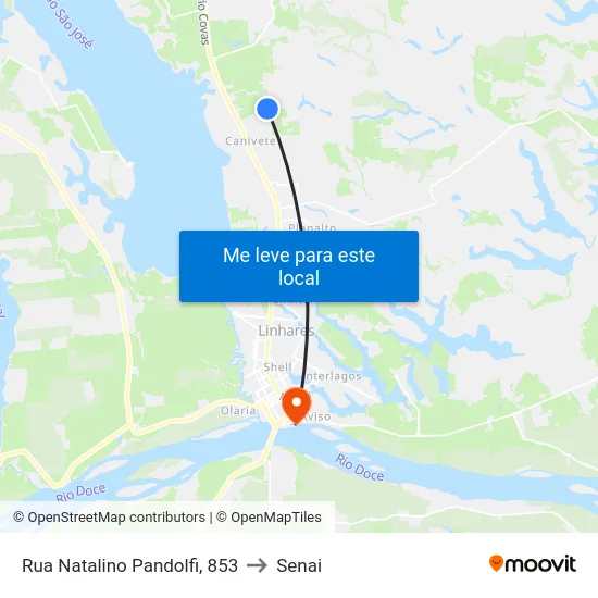 Rua Natalino Pandolfi, 853 to Senai map