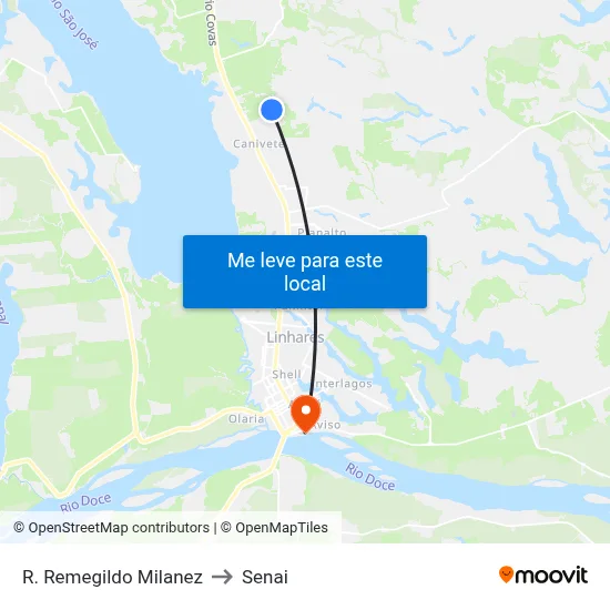 R. Remegildo Milanez to Senai map