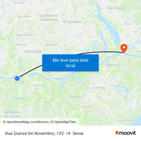 Rua Quinze De Novembro, 132 to Senai map