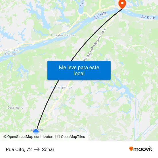 Rua Oito, 72 to Senai map