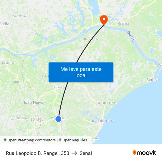 Rua Leopoldo B. Rangel, 353 to Senai map