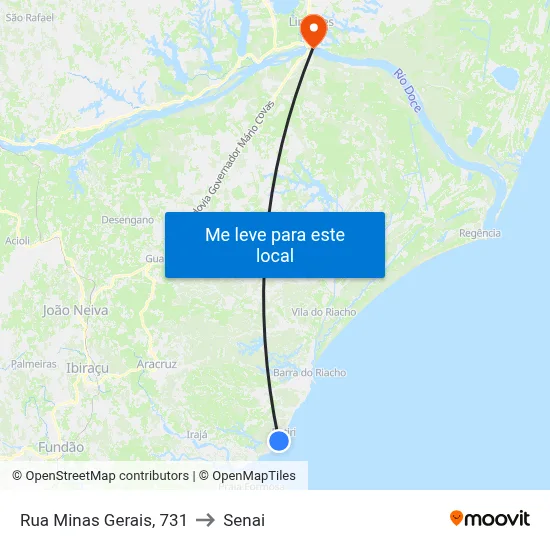 Rua Minas Gerais, 731 to Senai map