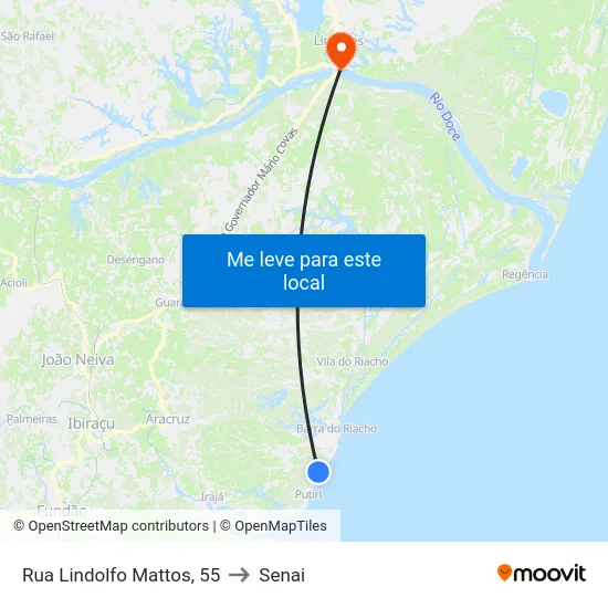 Rua Lindolfo Mattos, 55 to Senai map