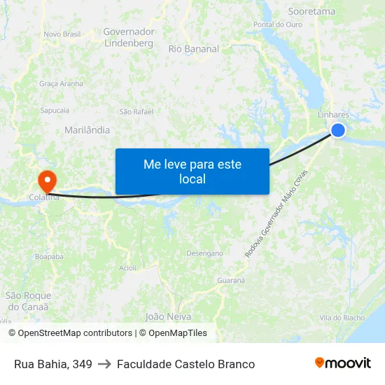 Rua Bahia, 349 to Faculdade Castelo Branco map