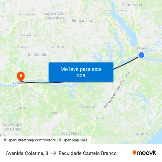 Avenida Colatina, 8 to Faculdade Castelo Branco map