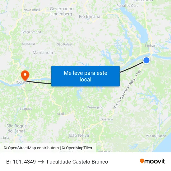 Br-101, 4349 to Faculdade Castelo Branco map