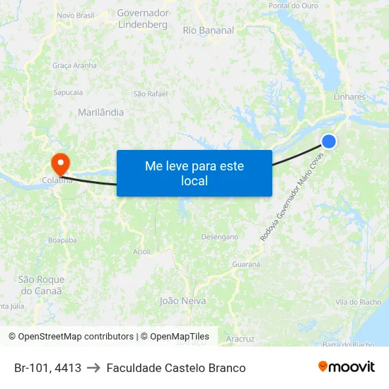 Br-101, 4413 to Faculdade Castelo Branco map