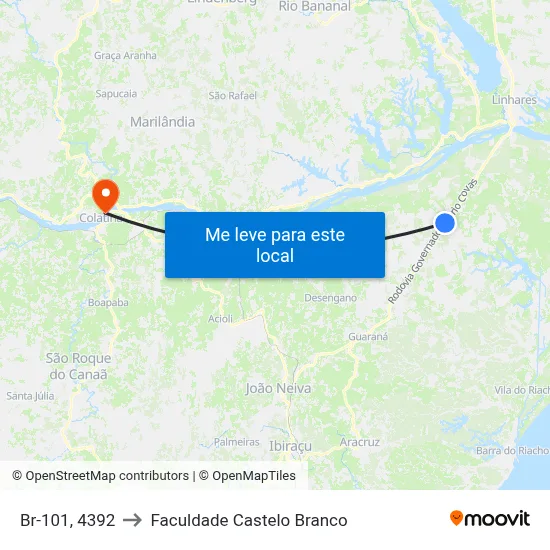 Br-101, 4392 to Faculdade Castelo Branco map