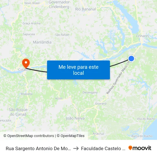 Rua Sargento Antonio De Moraes, 240 to Faculdade Castelo Branco map