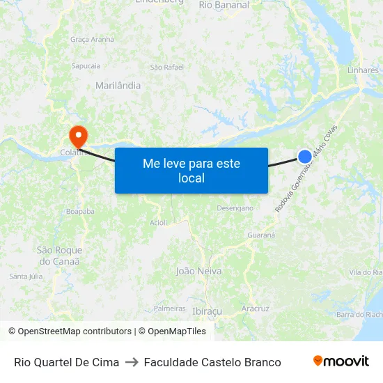 Rio Quartel De Cima to Faculdade Castelo Branco map