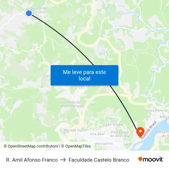 R. Amil Afonso Franco to Faculdade Castelo Branco map