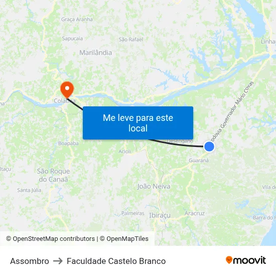 Assombro to Faculdade Castelo Branco map