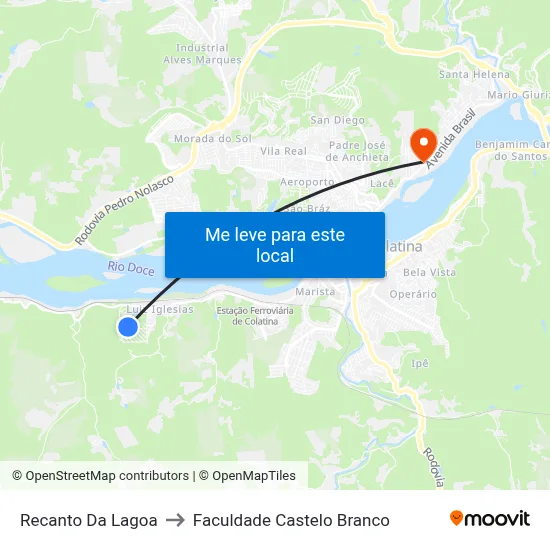 Recanto Da Lagoa to Faculdade Castelo Branco map