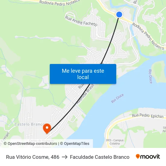 Rua Vitório Cosme, 486 to Faculdade Castelo Branco map