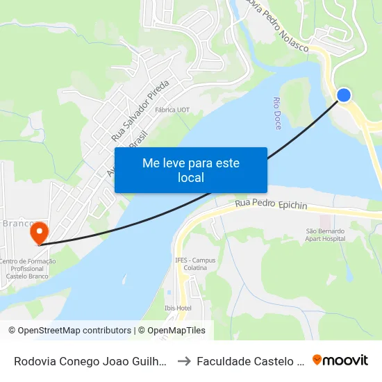 Rodovia Conego Joao Guilherme, 690 to Faculdade Castelo Branco map