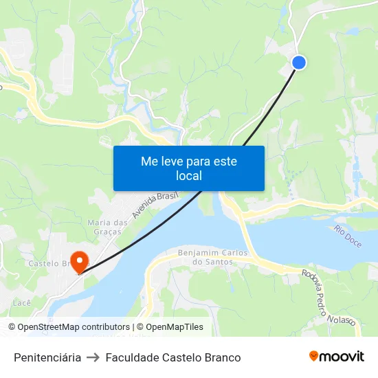Penitenciária to Faculdade Castelo Branco map