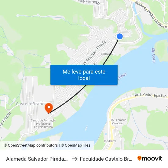 Alameda Salvador Pireda, 110 to Faculdade Castelo Branco map