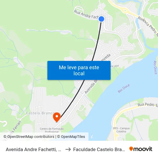 Avenida Andre Fachetti, 211 to Faculdade Castelo Branco map