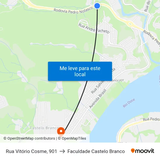 Rua Vitório Cosme, 901 to Faculdade Castelo Branco map