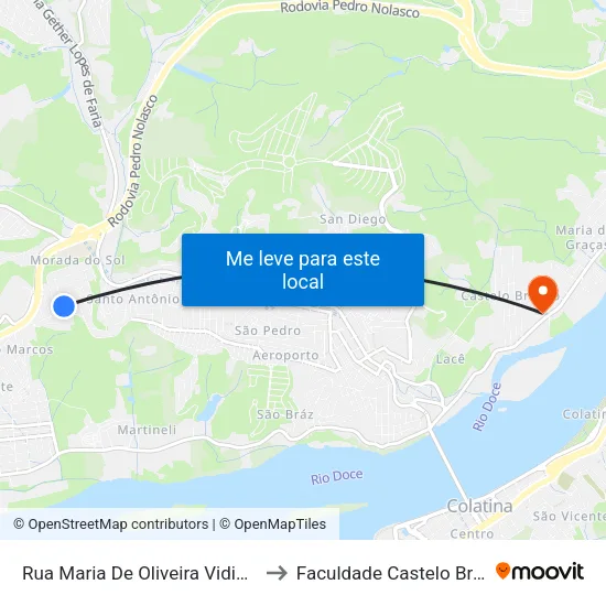 Rua Maria De Oliveira Vidigal, 22 to Faculdade Castelo Branco map