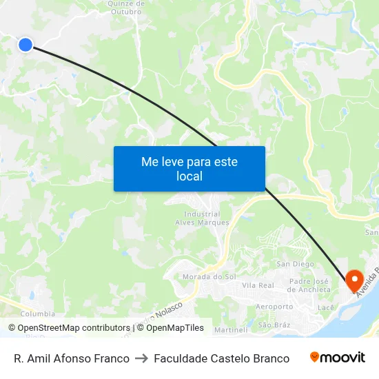 R. Amil Afonso Franco to Faculdade Castelo Branco map