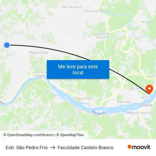 Estr. São Pedro Frio to Faculdade Castelo Branco map
