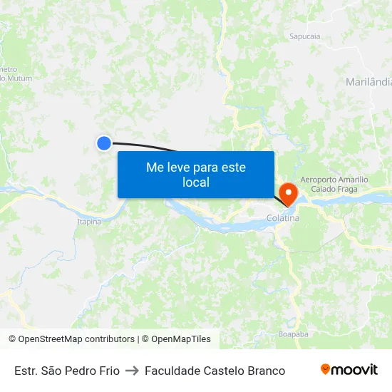 Estr. São Pedro Frio to Faculdade Castelo Branco map