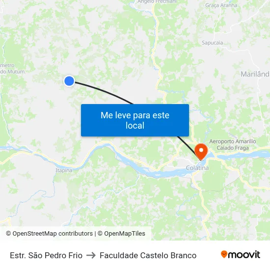 Estr. São Pedro Frio to Faculdade Castelo Branco map