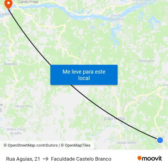Rua Aguias, 21 to Faculdade Castelo Branco map