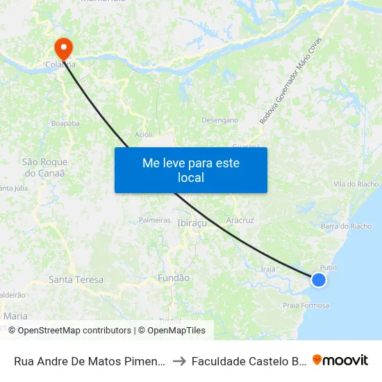 Rua Andre De Matos Pimentel, 388 to Faculdade Castelo Branco map