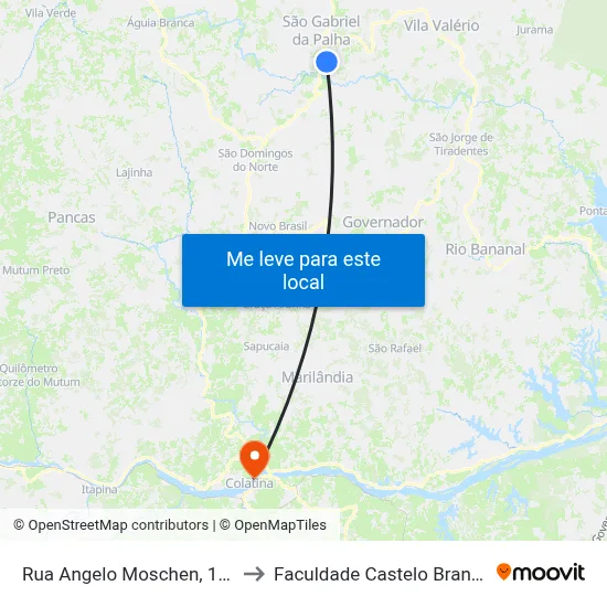 Rua Angelo Moschen, 167 to Faculdade Castelo Branco map