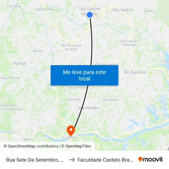 Rua Sete De Setembro, 520 to Faculdade Castelo Branco map