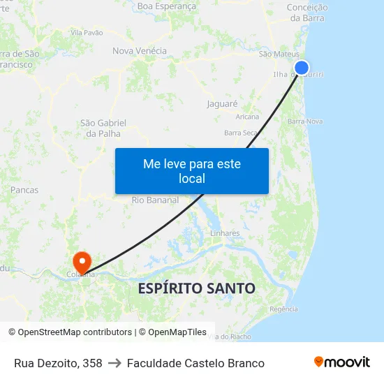 Rua Dezoito, 358 to Faculdade Castelo Branco map