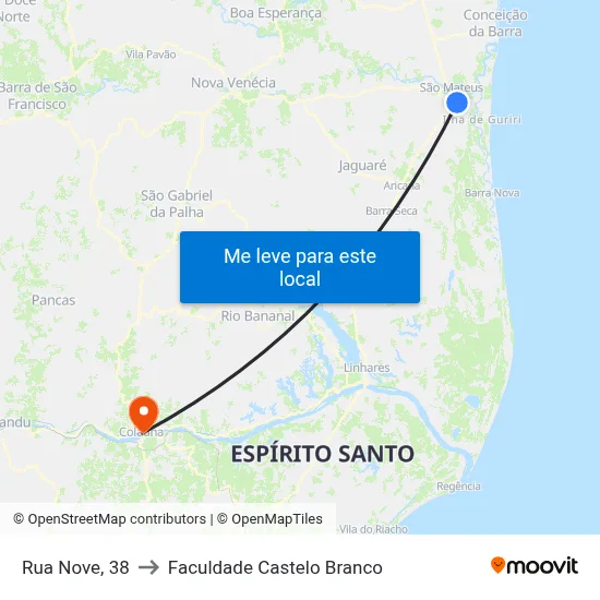Rua Nove, 38 to Faculdade Castelo Branco map