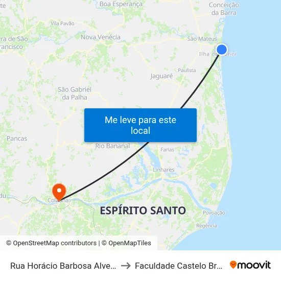Rua Horácio Barbosa Alves, 71 to Faculdade Castelo Branco map