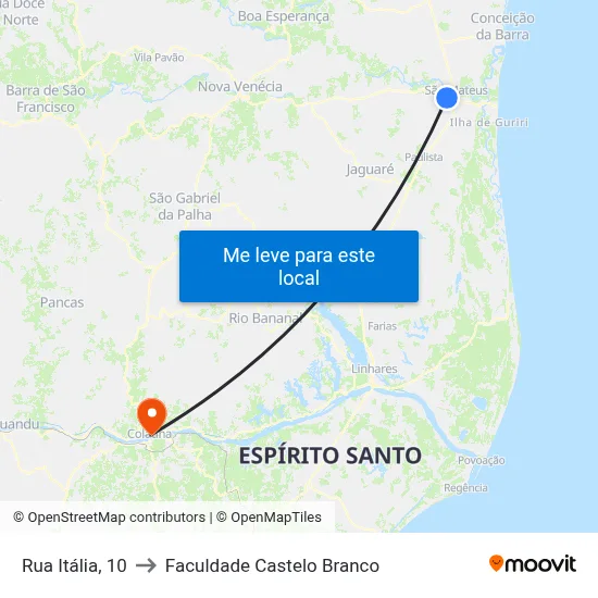 Rua Itália, 10 to Faculdade Castelo Branco map