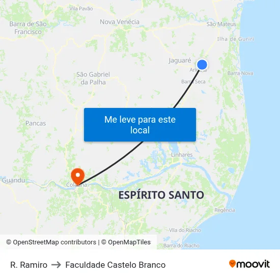 R. Ramiro to Faculdade Castelo Branco map