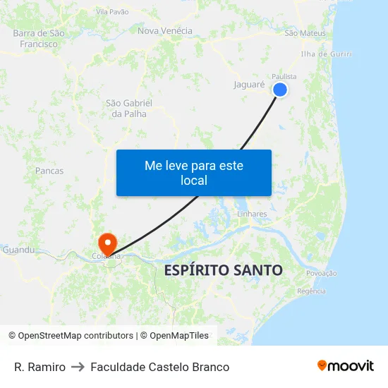 R. Ramiro to Faculdade Castelo Branco map