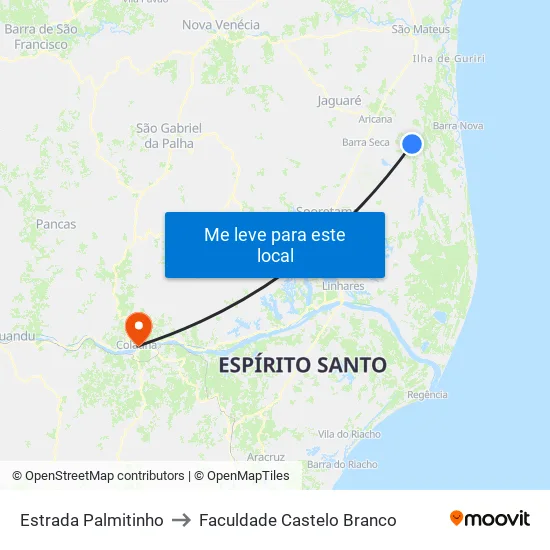 Estrada Palmitinho to Faculdade Castelo Branco map