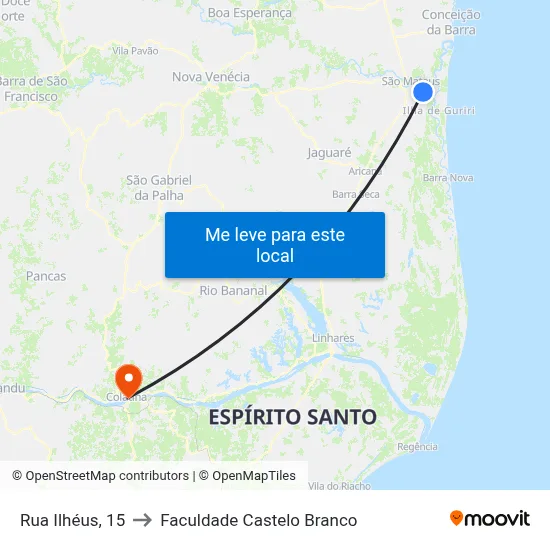 Rua Ilhéus, 15 to Faculdade Castelo Branco map