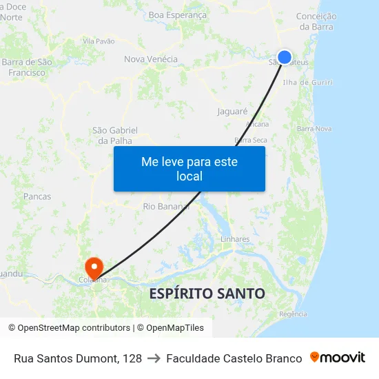 Rua Santos Dumont, 128 to Faculdade Castelo Branco map