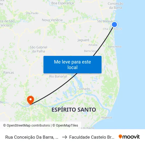Rua Conceição Da Barra, 2898 to Faculdade Castelo Branco map