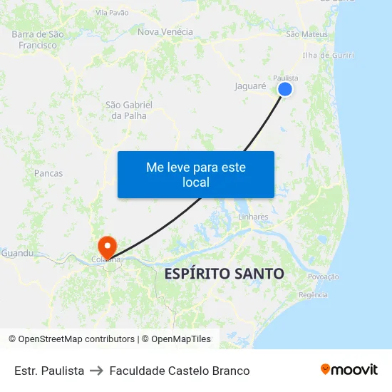 Estr. Paulista to Faculdade Castelo Branco map