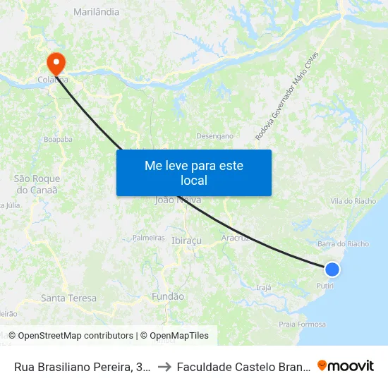 Rua Brasiliano Pereira, 301 to Faculdade Castelo Branco map