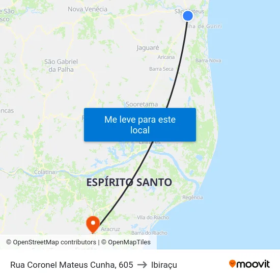 Rua Coronel Mateus Cunha, 605 to Ibiraçu map