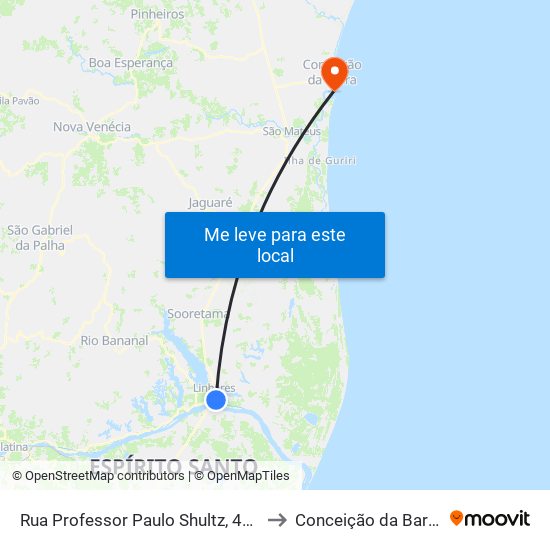 Rua Professor Paulo Shultz, 446 to Conceição da Barra map