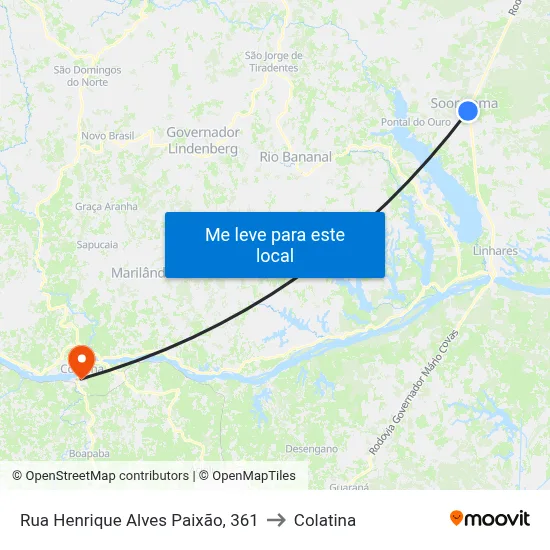 Rua Henrique Alves Paixão, 361 to Colatina map